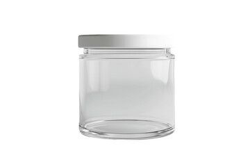Empty Clear Glass Jar With White Lid On Transparent Background
