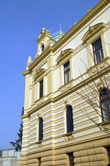 A striking example of Serbian architecture from the late 19th century: the façade of the Krsmanović family home, built near the Belgrade Cathedral. The exterior of the building features lush decor.