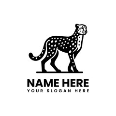 Monochrome cheetah portrait illustration. Wild feline art