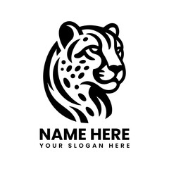 Bold cheetah head graphic. Distinct spotted animal design