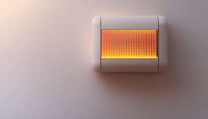 Sleek modern infrared heater for efficient home heating solutions. Copy space