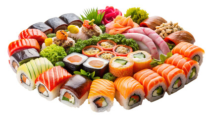 sushi on a white background