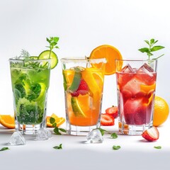 Fototapeta premium Vibrant cocktails made from blended fruits and vegetables in refreshing summer display