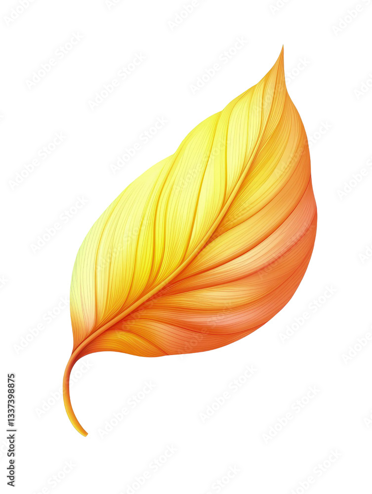 Poster isolated golden leaf illustration against transparent background showing detailed texture and subtle