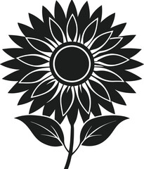 Fototapeta premium Elegant Sunflower Silhouette Vector – Floral Design for Mother’s Day and Decorative Art