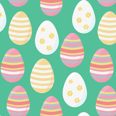 Happy Easter pattern. Festive Easter illustration with eggs. Seamless vector background. Perfect for social media, cards, banners, packaging and fabric.