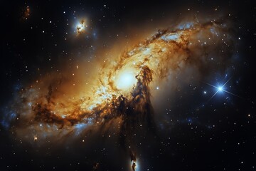 Obraz premium Galactic Spiral Swirling in the Depths of Space With Bright Center and Vibrant Colors