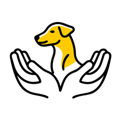 Animal Protection Symbol with Hands Holding a Dog.