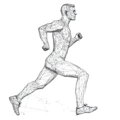 Fototapeta premium Dynamic Athletic Man Running with Technology Integration in Sports Concept