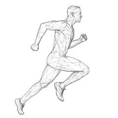 Fototapeta premium Dynamic Athletic Man Running with Technology Integration in Sports Concept