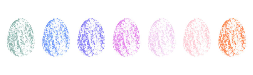 Pastel coloured Easter eggs with a grunge texture. Abstract and minimalist holiday design with a vintage artistic touch
