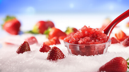 Fresh strawberries blended with sugar create a vibrant, chunky jam. The bright red mixture captures summer's sweetness, perfect for spreading on toast or adding to desserts. Enjoy the fruity goodness