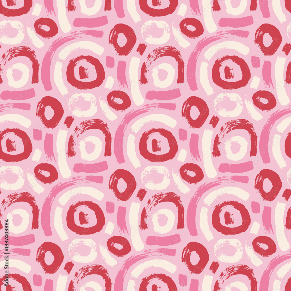 Aufkleber circular lines brush seamless pattern. paint stroke endless background. abstract curved shapes textu
