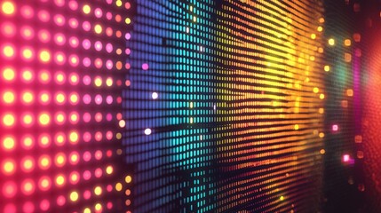 Obraz premium Vibrant LED lights create a mesmerizing display of color and light. The spectrum ranges from deep reds and pinks to bright blues and yellows, creating a dynamic and energetic scene.