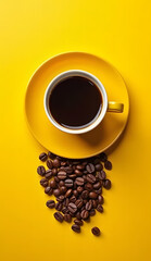 cup of coffee with beans
