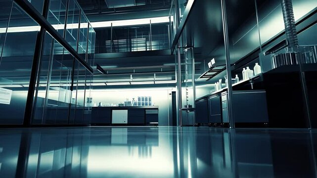 Modern Laboratory Interior: Sleek Steel Design and High-Tech Equipment