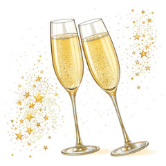 two champagne glasses