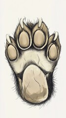 Fototapeta premium Detailed Illustration of a Maine Cat's Paw with Realistic Texture and Natural Colors