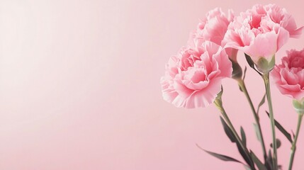 Elegant Mother’s Day Greeting Card with Pink Carnation Bouquet on Soft Pastel Background, Minimal and Classy Design, Ultra-HD