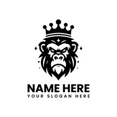 Crowned gorilla head vector graphic. Regal wildlife animal design