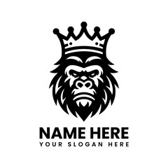 Crowned gorilla head vector graphic. Regal wildlife animal design