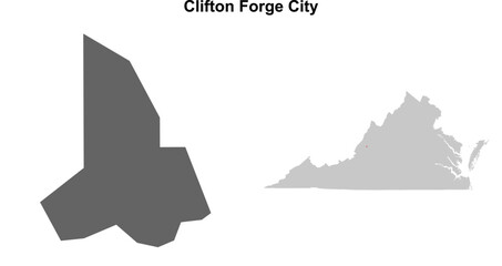 Clifton Forge City County (Virginia) blank outline map set