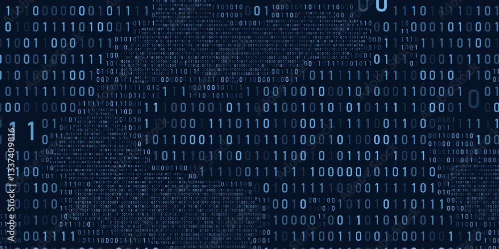 Aufkleber abstract binary code cloud background. ai learning on data cyber field. futuristic digital technolog