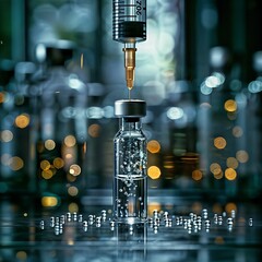 Close-Up Medical Injection with Glowing Bokeh Effect