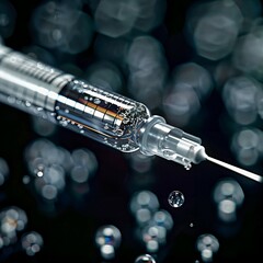 Hyper-Realistic Syringe and Vial with Rising Air Bubbles
