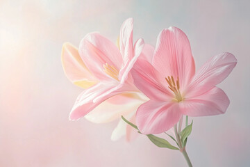 Delicate Pink Flowers in Soft Pastel Light