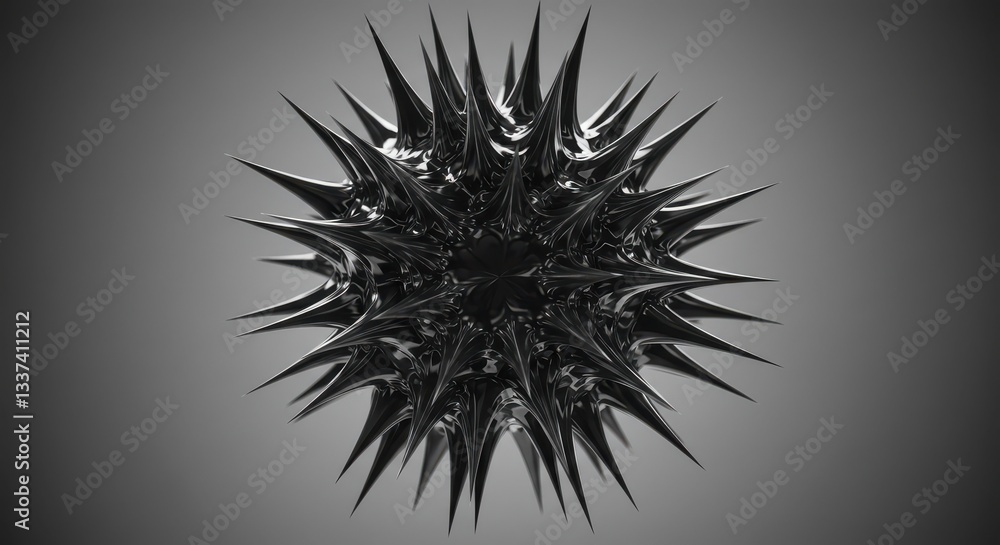 Aufkleber abstract dark spiky sphere object with gradient background design