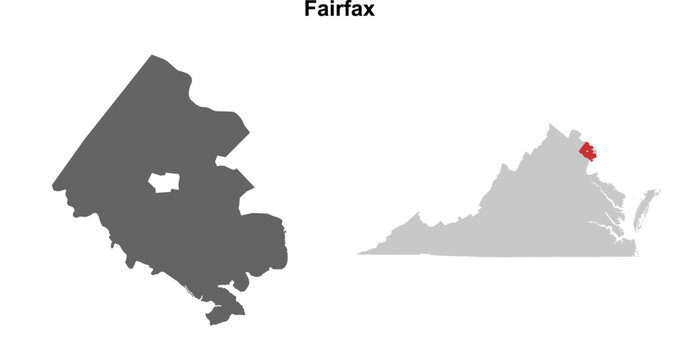 Fairfax County (Virginia) blank outline map set