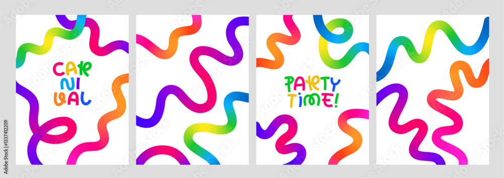 Poster color lines with gradient. abstract backgrounds with vector wavy shapes. carnival and celebration po
