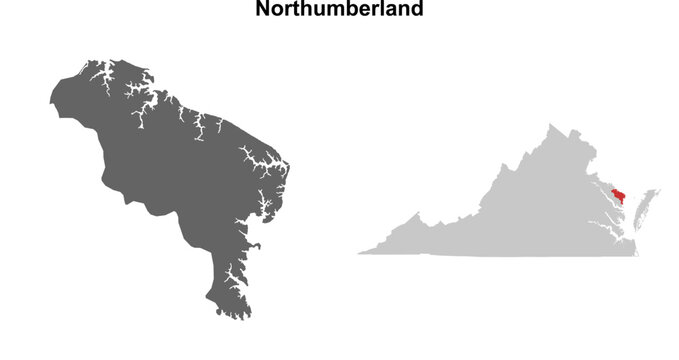 Northumberland County (Virginia) blank outline map set