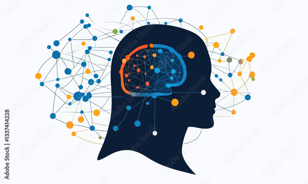 Aufkleber generative ai and neural networks: human silhouette in minimalist svg vector art