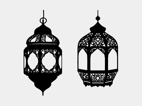 Islamic Lantern Silhouette Set &ndash; Traditional Arabic Hanging Lamps