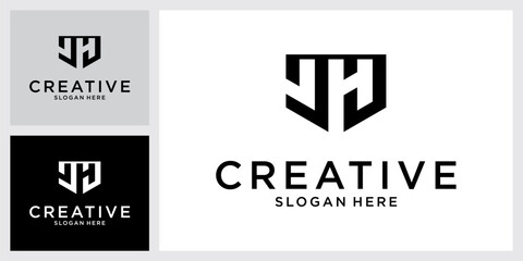 JH or HJ initial letter logo design vector.