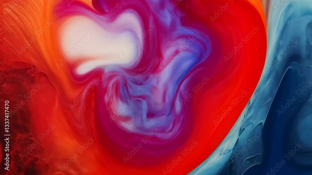 Poster An abstraction of paints in various colors blending harmoniously, creating a vibrant and dynamic visual experience. Perfect for artistic projects and backgrounds.