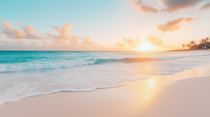 Fototapeta premium Scenic Beach Sunrise With Gentle Waves
