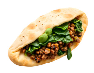 Obraz premium Flatbread Wrap Filled with Meat and Spinach