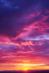 Obraz premium Sunset Symphony: A Skyscape of Radiant Colors and Tranquil Beauty Unveiled at Dusk