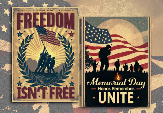 Vintage Memorial Day Tribute Poster Layouts