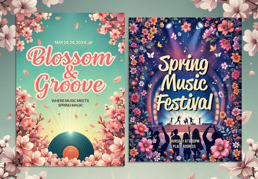 Vibrant Spring Music Festival Poster Templates