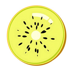 Close-up of a sliced kiwi with seeds on a transparent background