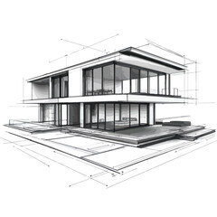 Blueprint of a Modern House for Building Project Plan