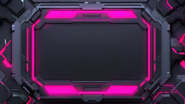 Futuristic StarCraft-Style Card Frame Design with Neon Pink Highlights on Dark Metallic Exoskeleton - Ideal for 2D Minimalist Card-Based Game Interfaces in a Sleek 16:9 Format