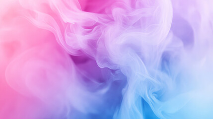 Colorful pastel smoke swirling in pink, blue, and purple hues creating a dreamy abstract background, perfect for creative design, vapor effects, artistic compositions, and modern digital projects.