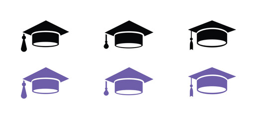 Graduation cap icon. line and glyph version, student hat outline and filled vector sign. Academic cap linear and full pictogram. Education symbol, logo illustration. 