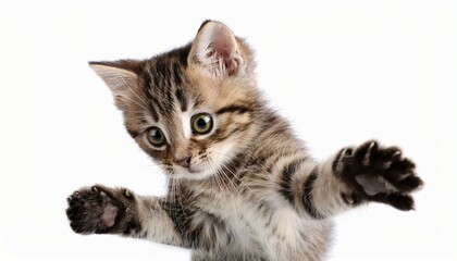 Obraz premium funny kitten playing batting with paw extracted