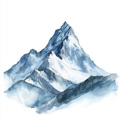 Majestic snow-capped mountain peak, watercolor style